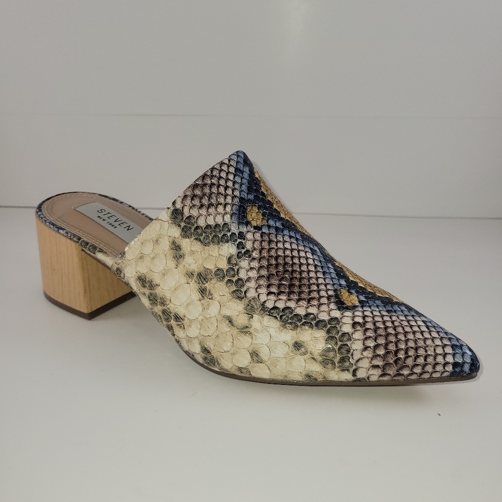 NWOT Steven by Steve Madden Faux Snakeskin Pointed Mule Heels 7.5
